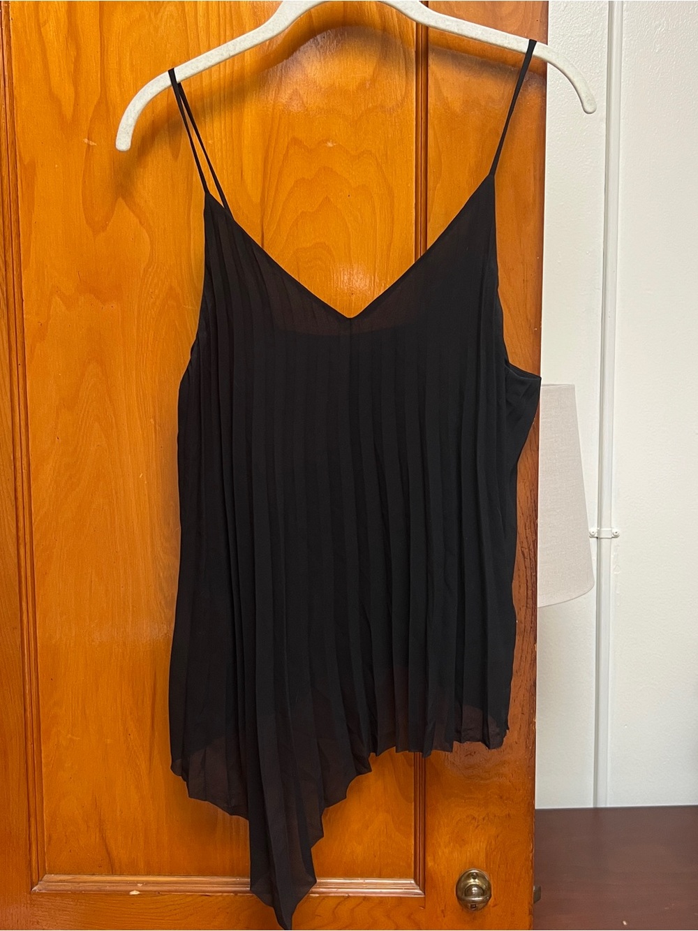 & Other Stories Black Pleated Asymmetric Cami